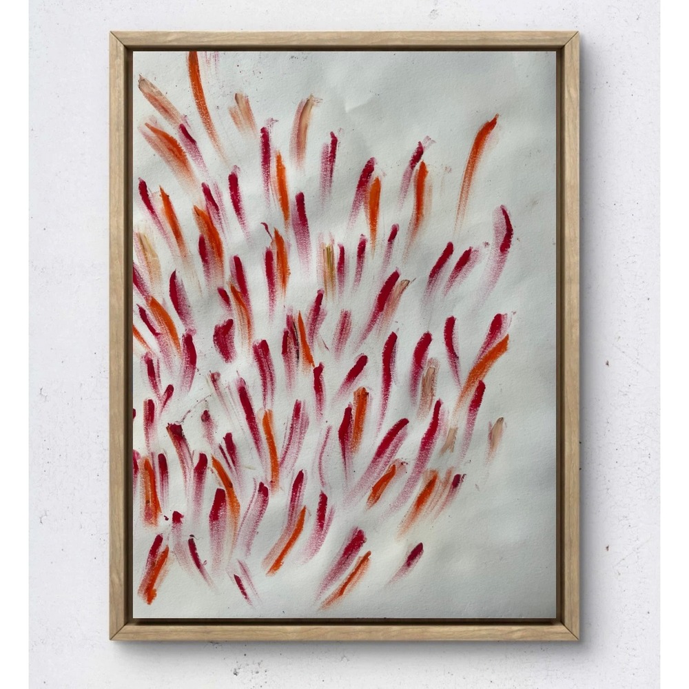 Original Abstract Spiritual Painting Red Orange 9x12 Paper Florida Artist Art